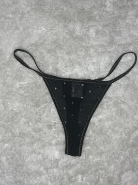 NWOT Pittsburgh Steelers Logo Black Sheer Mesh String Thong Size M Rare NFL